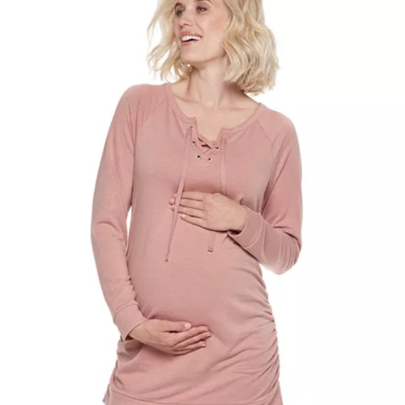 Maternity Tunic Sweatshirt Sweater For Photoshoot Professional Work Pink Size L - Picture 1 of 4